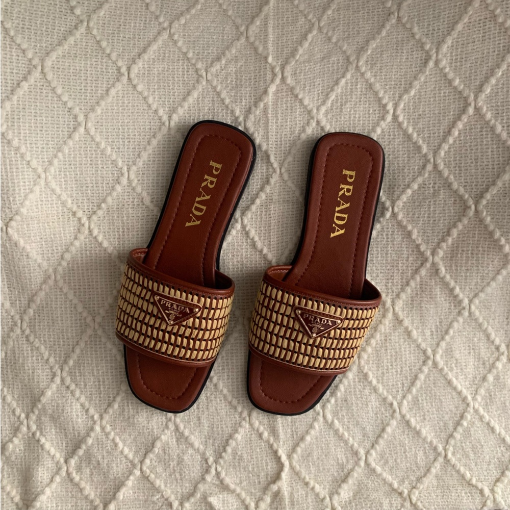 Woven Brown and Tan Sandals